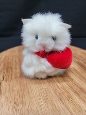 VINTAGE Russ ITTY BITTY LOVE WHITE CAT W/ HEART 3" Plush Stuffed Animal