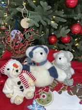 Boyds Bear Lot Christmas 2 Snowmen And 1 Wannabe In Costume