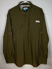 New Magellan Men's Large Button-Down Fishing Shirt Relax Fit Vented Lined Green