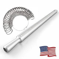Metal Ring Size Gauges Set Measuring Ring with Mandrel Sizer Finger Sizing HO
