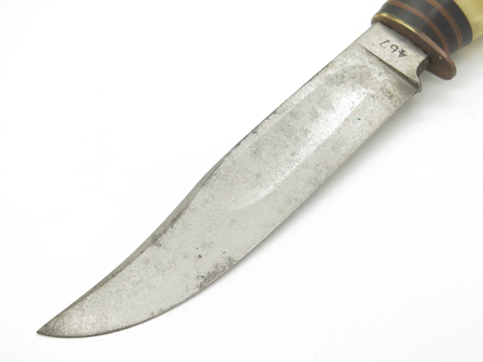 Vintage Edge Mark Solingen Germany Stag Handle Fixed Blade Hunting Knife - Image 4 of 4