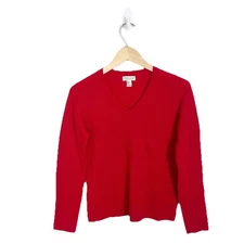 Adrienne Vittadini 100% 2-Ply Cashmere Sweater Red Pullover Women's Small