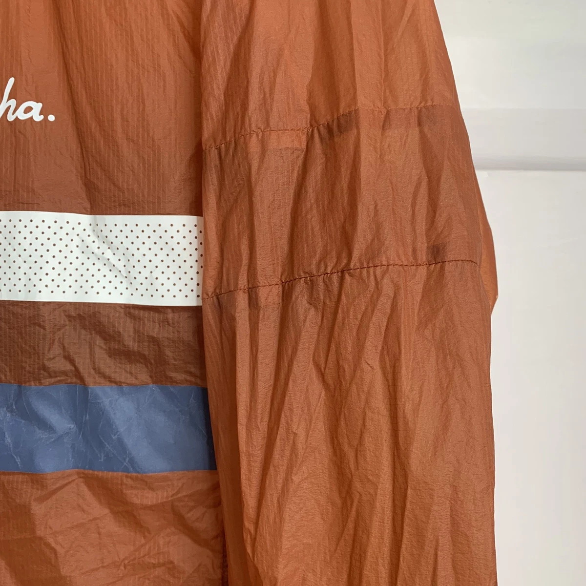 Rapha Brevet Flyweight Wind Jacket Mens Large Burnt Orange Reflective Windproof 