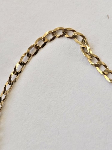 10K Solid Gold Flat Curb Link Anklet-1.73 Grams - Foto 3 di 12