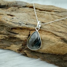 925 Sterling Silver Multi Sapphire Minimalist Pendant Necklace, Handmade Jewelry