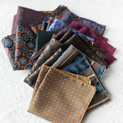 Accessori tuta vintage uomo tasca quadrata paisley fazzoletto petto business - Foto 1 di 20