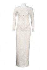Sue Wong Floral Lace Evening Dress White