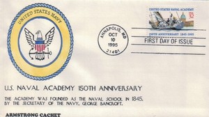 U S Naval Academy, 150th Anniversary, First Day of Iss.  Kelly Armstrong cachet