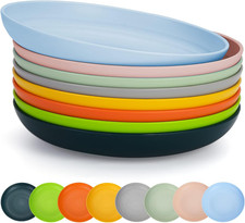 Piatti in Plastica Da 23Cm 8 Colori, Riutilizzabili E Robusti, Set Di Stoviglie,