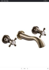 Chatsworth 1928 Antique Brass Wall Mounted Crosshead Basin Mixer Tap