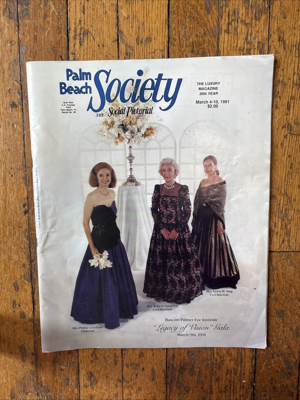 Palm Beach Society Social Pictorial March 1991 Magazine Book Vintage Florida  
