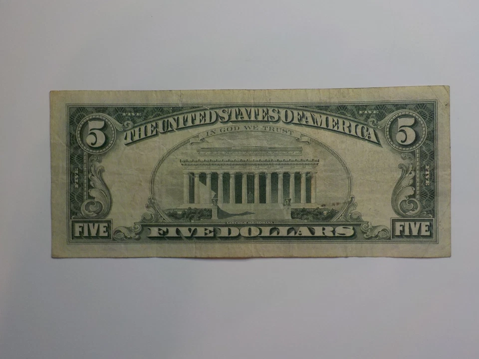 Currency Note 1963 5 Dollar Bill Paper Money Red Seal United States American - Image 2 of 2
