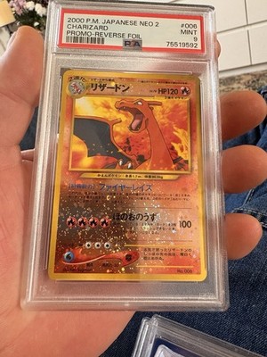 PSA 9 Charizard 2000 Neo 2 Promo Reverse Foil #006 Japanese From Japan