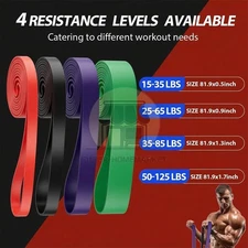 4 Heavy Duty Exercise Resistance Bands Fitness GYM Powerlift Pull Up Assist Band