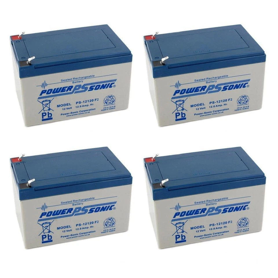 Batería de repuesto Power-Sonic 12V 12AH F2 para bancos de energía solar - Paquete de 4 Foto 2 de 2