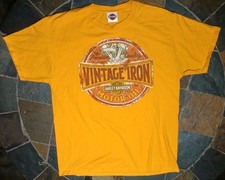 Harley Davidson Graphic Tshirt Mens Lg Yellow Vtg Iron Swamp Baton Rouge LA