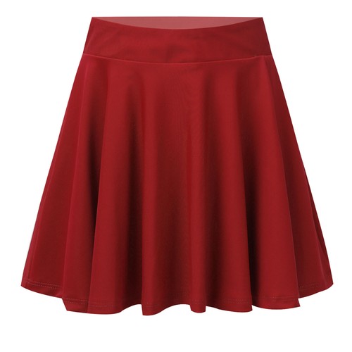 Kid Skater Skirt Girl Plain Knee Length A-line Stretchy Swing Tennis Skirt Dress - Picture 24 of 100