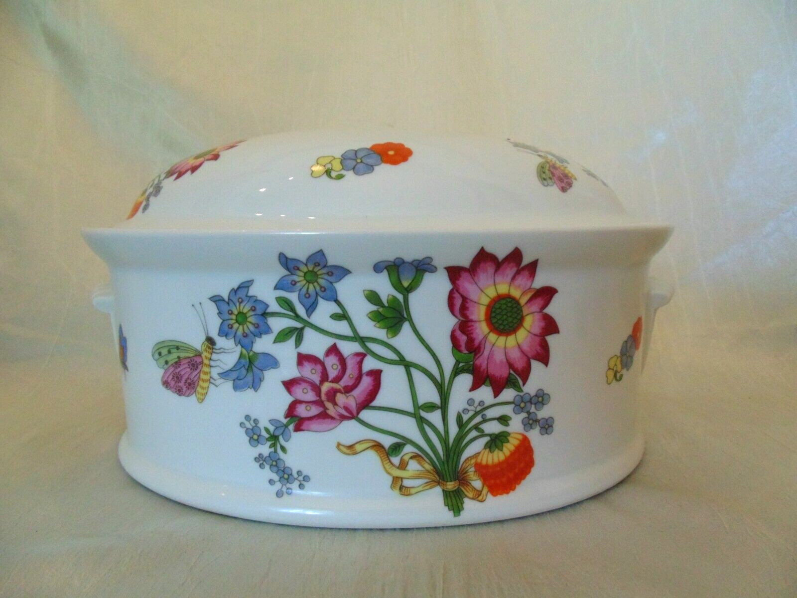 Philippe Deshoulieres Covered Baking Dish Casserole Flowers Butterflies