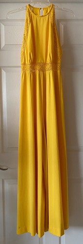 Vintage 70's Vanity Fair Palooza Pant Hostess Romper Jumper S/M Yellow Halter - Picture 4 of 11