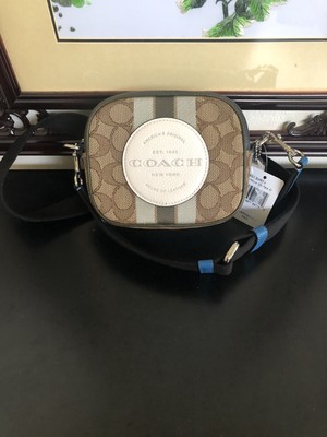 mini dempsey camera bag in signature jacquard with stripe and coach patch