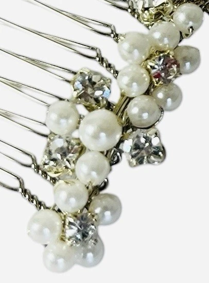 David’s Bridal Cuentas de Oro Perla y Diamante Peine Velo Pieza de Pelo Princesa Tiara Foto 4 de 4