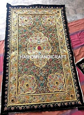 6'x4' Indian Embroidered Zardozi Wall Hanged Jewel Tapestry With Precious  Stones | eBay