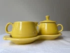 Fiesta Tableware 4 Pc Daffodil Yellow Creamer, Sugar with Lid & Tray. Bright