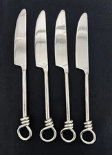 Set of 4 Hanford Forge Stainless Dinner Butter Knives Twisted Loop 9” HAF24