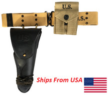 M1936 Gurtband Canvas Pistolengürtel mit M1911 Colt Holster und .45 Magazinta...
