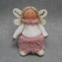 Formano Engel Schutzengel Textil Weiß Rosa Sitzend Winter Weihnachten Advent