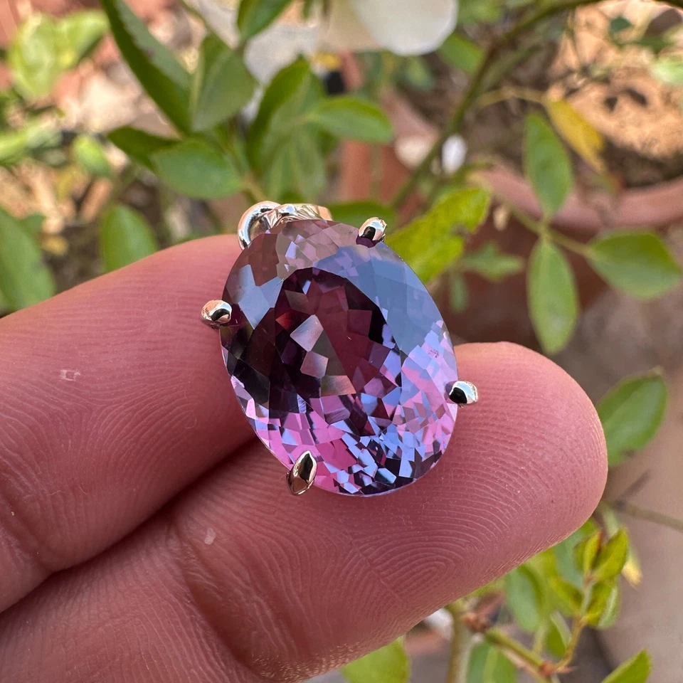 Colgante de plata maciza 925 certificado 25 quilates + alejandrita natural cambio de color Foto 2 de 4