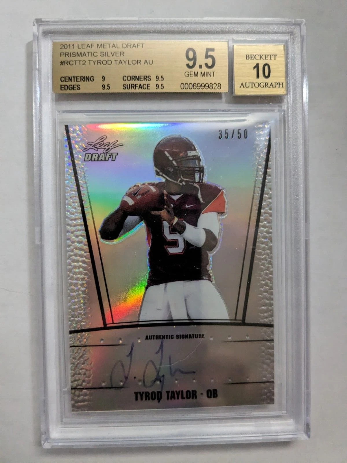 Tyrod Taylor Leaf Metal Draft Autograph #RCTT2 Prismatic Blue