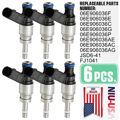 6PCS Fuel Injectors 06E906036F For 2009-2012 Audi Q5 A4 A5 A6 S4 S5 3.0L 3.2L V6