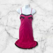 JP Gaultier Target Pink Slip Dress Small Black Lace Crystal Pleats Barbie Girly