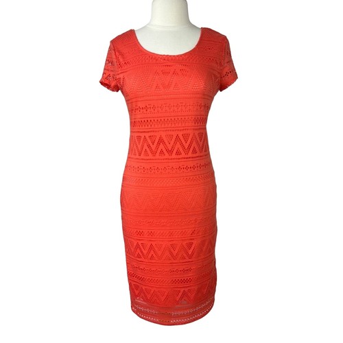 no boundaries lace back print dress No Boundaries Lace Bck Print Dress Pink Sz L Midilong V neckline Sheath  silhouet