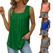 Womens Loose T-Shirt Ladies Blouse Summer Casual Sleeveless Basic Vest Tank Tops