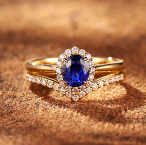 Authentic 1.2ct Oval Royal Blue Sapphire Ring, 18K Gold Plated, Classic Stackable Jewelry