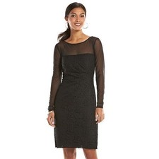 Chaps Lace Mixed-Media Sheath Dress  (Regular, Sz 8) - NWT, ships free