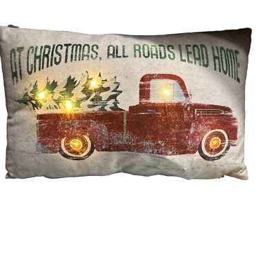Light Up Christmas Cushion Small Rectangular Velvet Frill Block