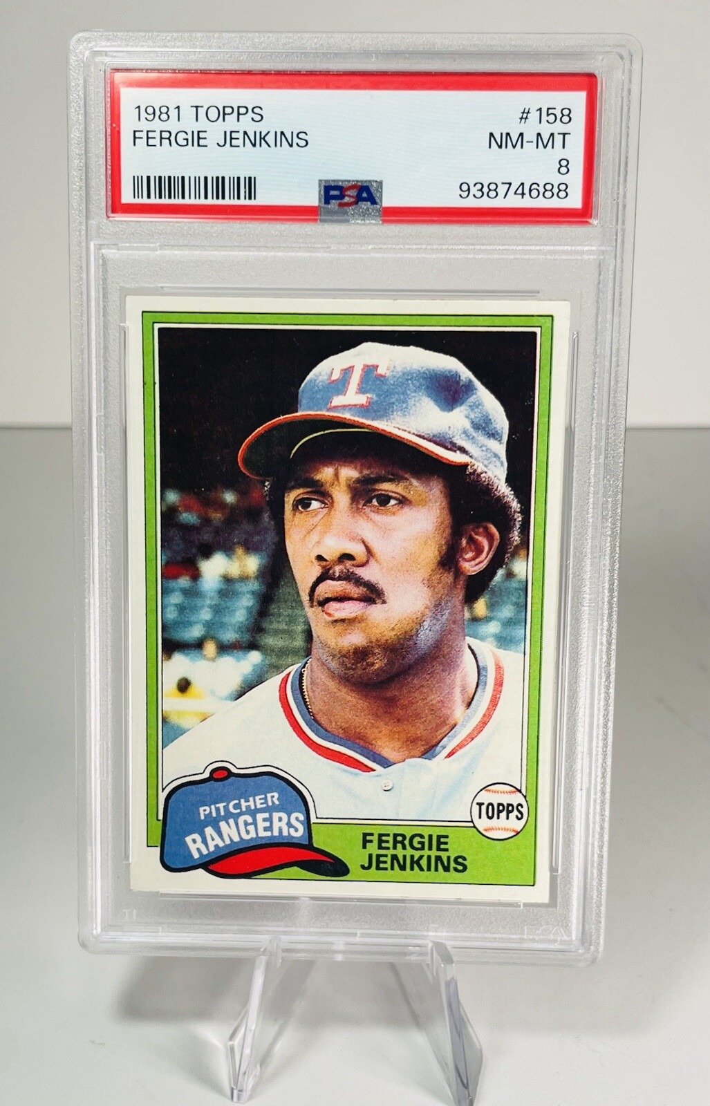 1981 Topps Fergie Jenkins PSA 8 NM-Mint Texas Rangers MLB Card #158-Classic!🔥