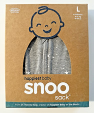 HAPPIEST BABY SNOO SACK Baby Swaddle sz L 4-6 mo Stars / Gray Organic Cotton