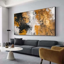 Wall Art Paintings Hand Painted Abstract Oil Painting on Canvas Yellow