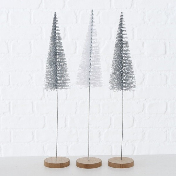 Deko Baum BäUmchen Dekoaufsteller H 40 Cm Weiß Silber Kunststoff 3Er Set-image
