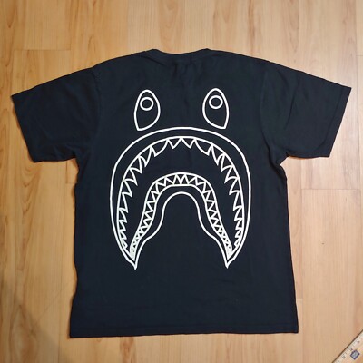 A Bathing Ape Bape Aape Shark Tee Black Sz L Black Short Sleeve 