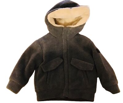 IL GUFO Baby Boys Grey Jacket,Faux Fur Hood Months RRP