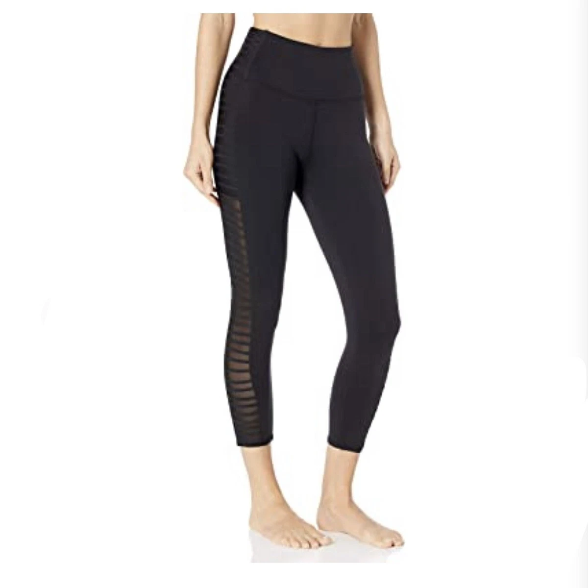 Alo Yoga Womens Size Small Mesh Side Stripped Cropped Legging In Black