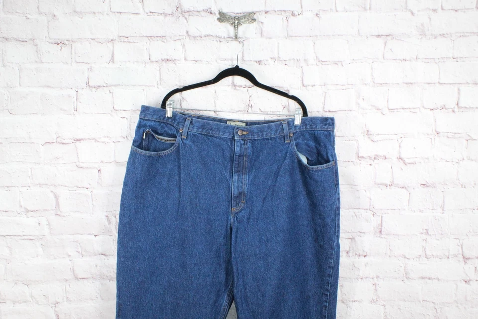 LL Bean Men's Double L Jeans Relaxed Fit Straight Leg Cotton Dark Wash 46x32 - Image 2 of 4