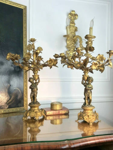 Articles d'éclairage et lampes style Napoléon III du XIXème et avant, en bronze