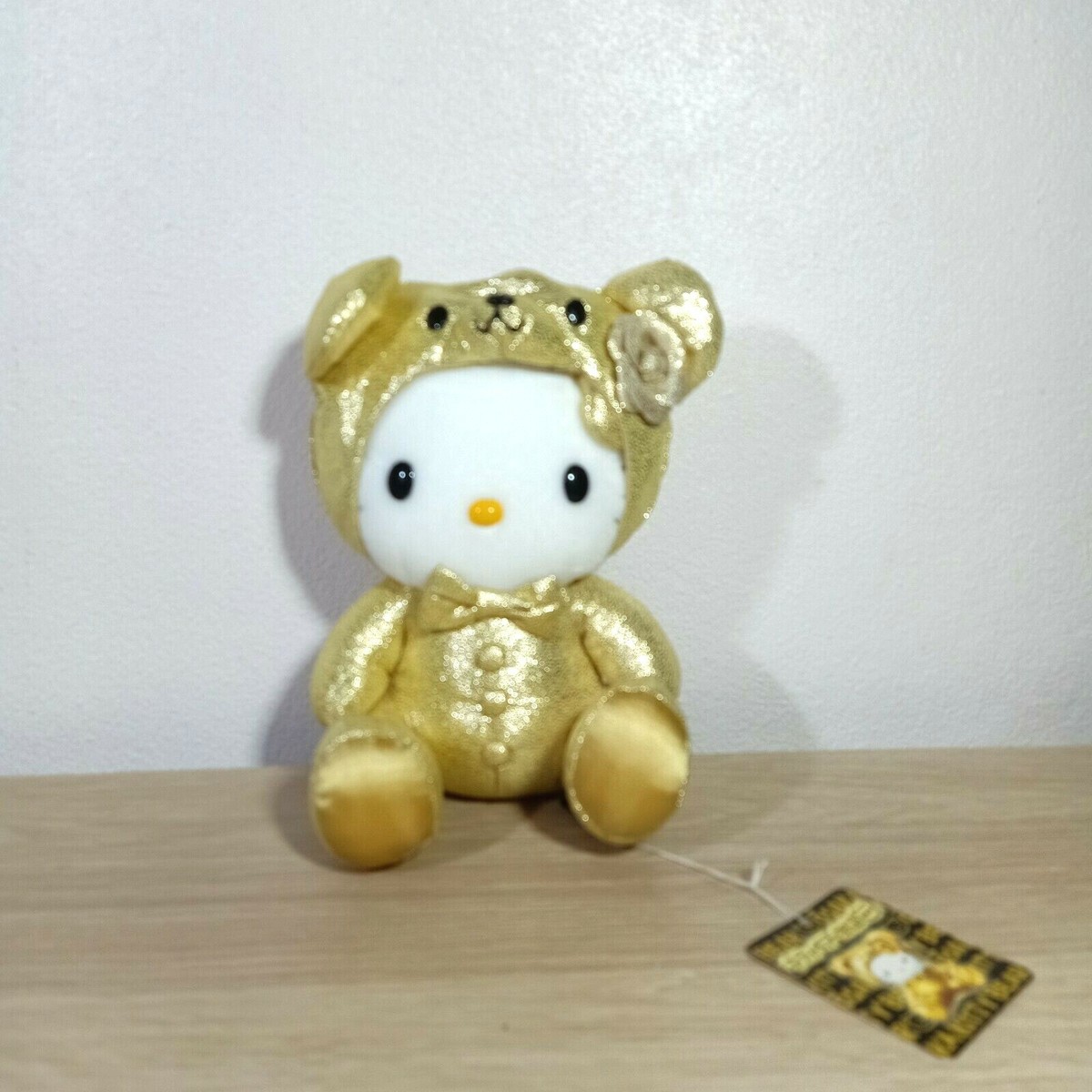Rare Hello Kitty Bear Story Osaka Gold Teddy Plush Toy Sanrio