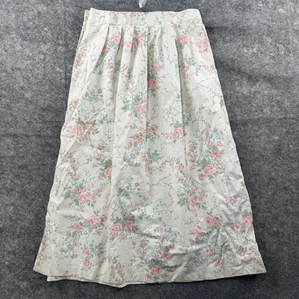 Falda David Brooks Mujer 14 Rosa Crema Floral De Colección Botón Lateral Midi Cottagecore Foto 2 de 4